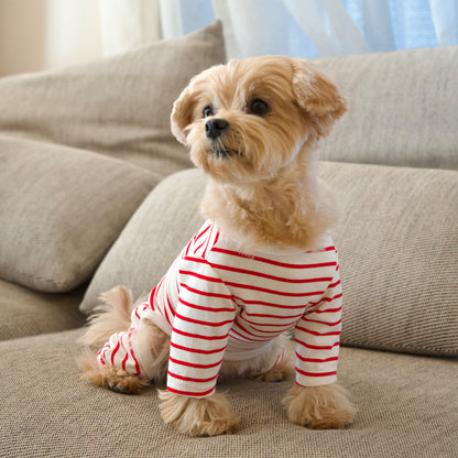 Cotton Rompers (stripe) - Red