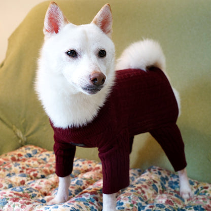 Cable Knit Rompers - Wine red