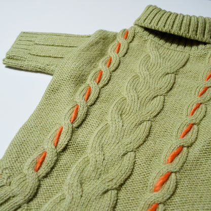 Cable Knit Sweater - Green