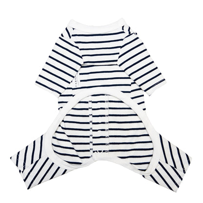 Cotton Rompers (stripe) -White