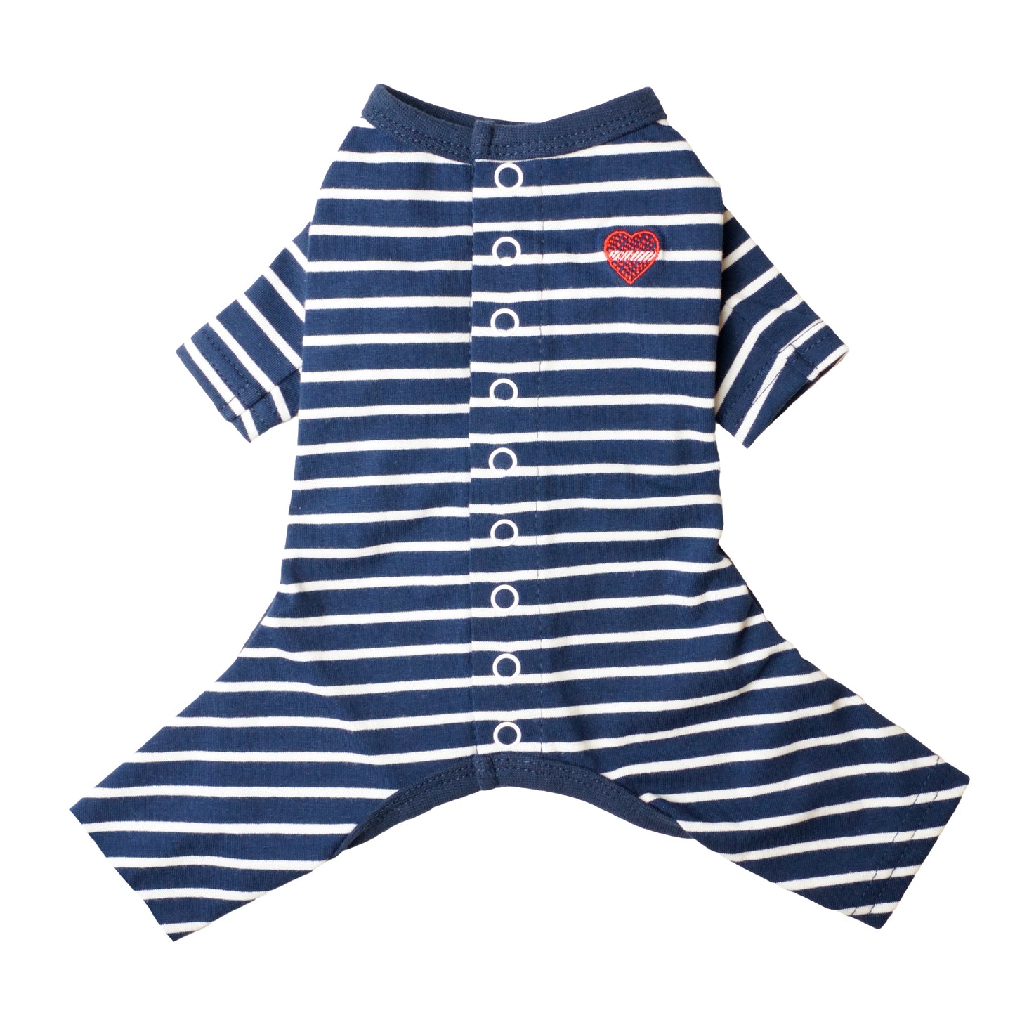 Cotton Rompers (stripe) - Navy