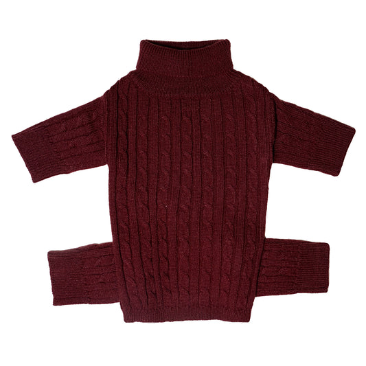 【SEASON OFF SALE 30%OFF】Cable Knit Rompers - Wine red