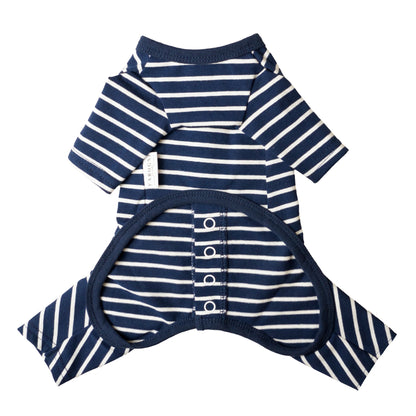 Cotton Rompers (stripe) - Navy