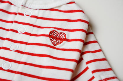 Cotton Rompers (stripe) - Red