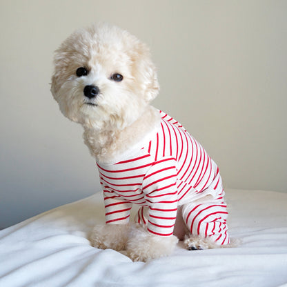 Cotton Rompers (stripe) - Red