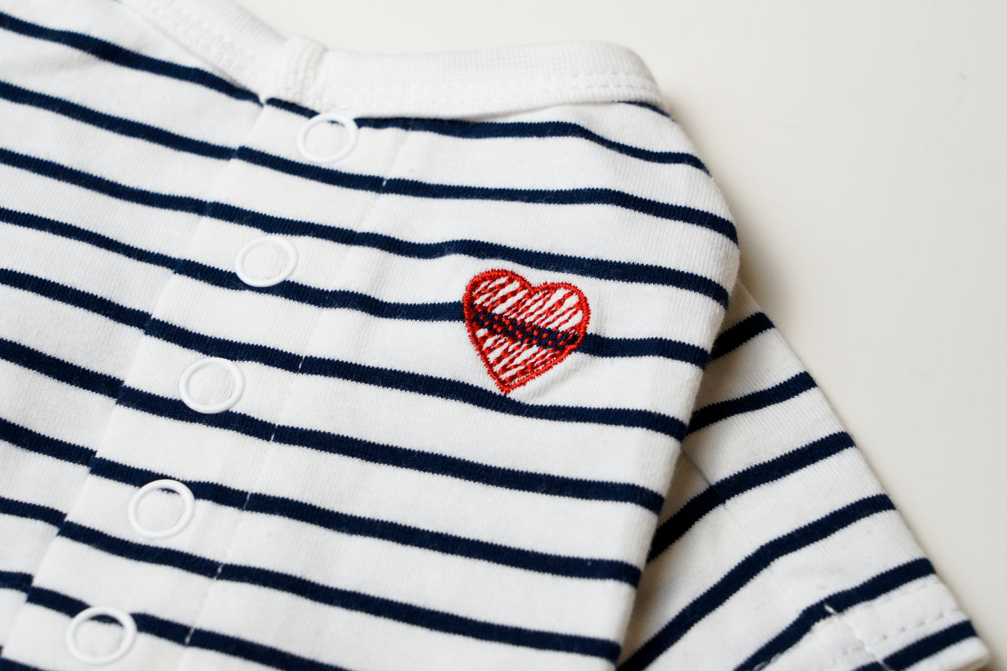 Cotton Rompers (stripe) -White